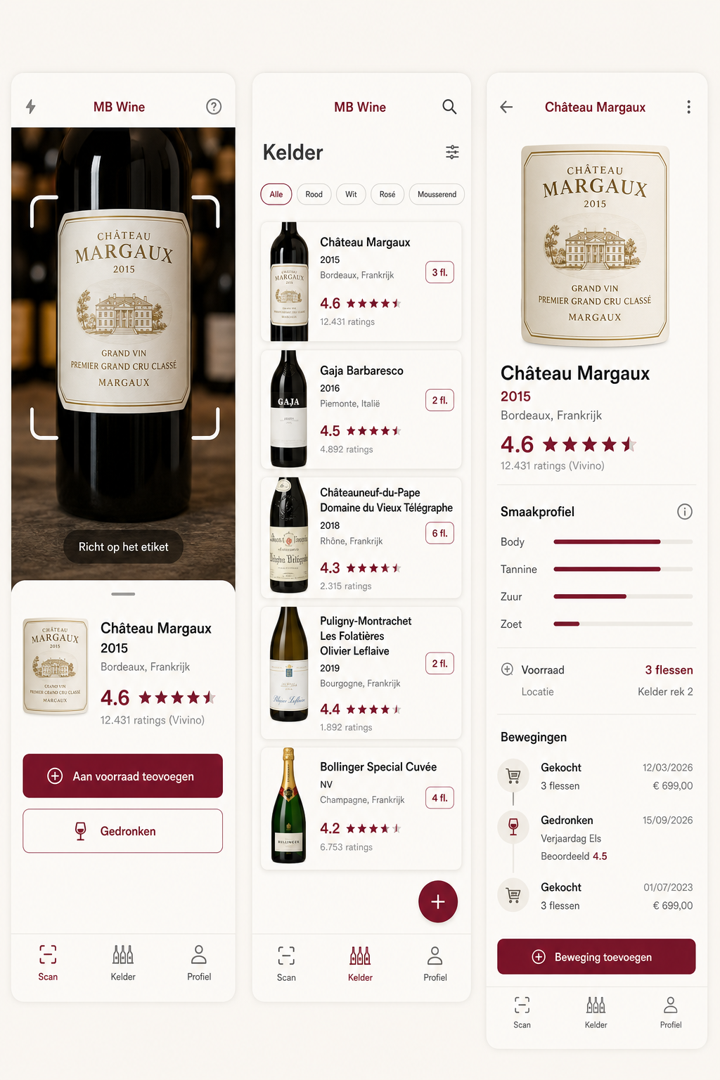 Schermbeeld MB Wine, licht thema